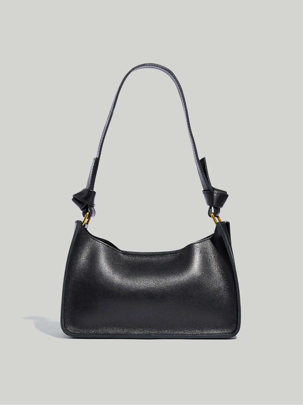 Madewell Black Leather Sydney Shoulder Bag with Gold Hardware